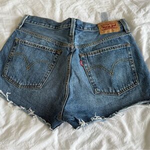Levi's Blue Denim Frayed Shorts